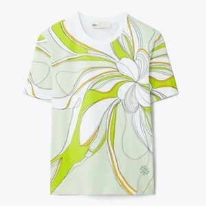 Tory Burch Twisty Flower Cotton T Shirt S